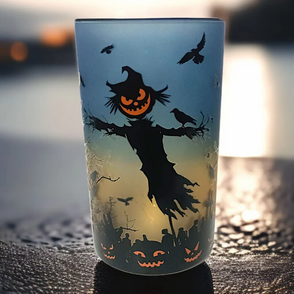 Yankee Candle Scarecrow Candle‎ Holder Glass Spooky Halloween Votive Tea Light